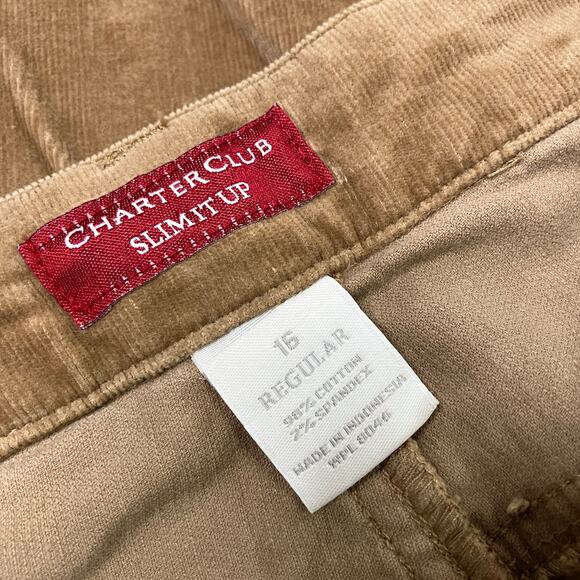 Charter Club | Slim It Up Gingerbread Brown Corduroy Pant Straight Leg Womens 16 - Picture 3 of 7